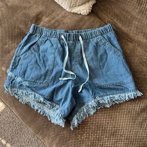 NEW High Waist Jean Shorts - elastic waist, L